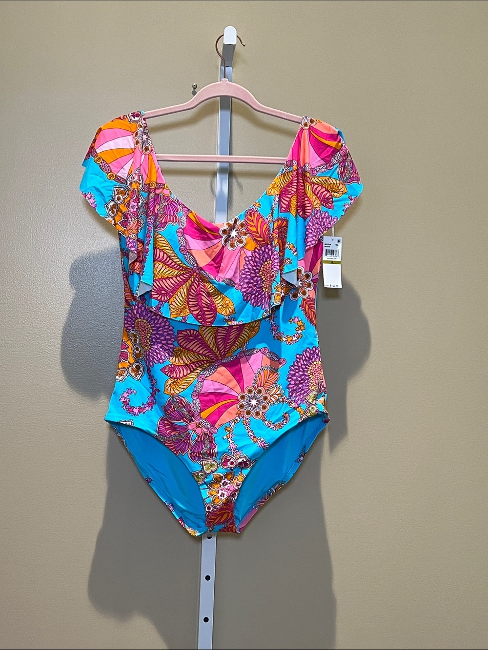 Trina Turk One-Piece Swimsuit in Turquoise, Pink & Yellow Floral